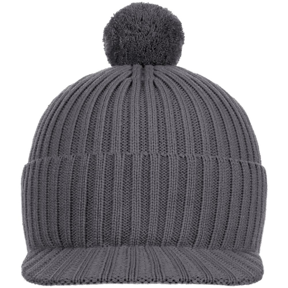 Вязаная шапка с козырьком Peaky, серая (антрацит) Вязаная шапка с козырьком Peaky, серая (антрацит)