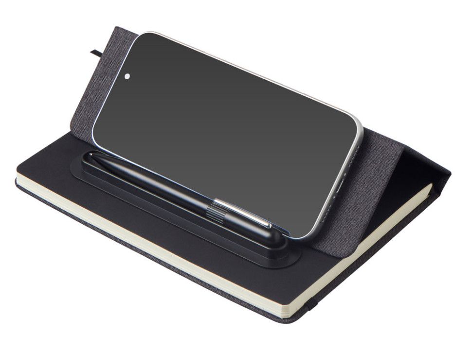 Блокнот А5 NotaBene с металлической шариковой ручкой и подставкой для телефона Блокнот А5 NotaBene с металлической шариковой ручкой и подставкой для телефона