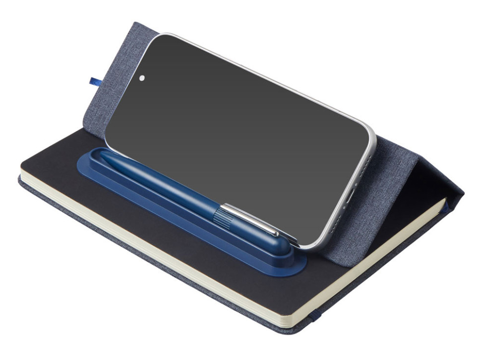 Блокнот А5 NotaBene с металлической шариковой ручкой и подставкой для телефона Блокнот А5 NotaBene с металлической шариковой ручкой и подставкой для телефона