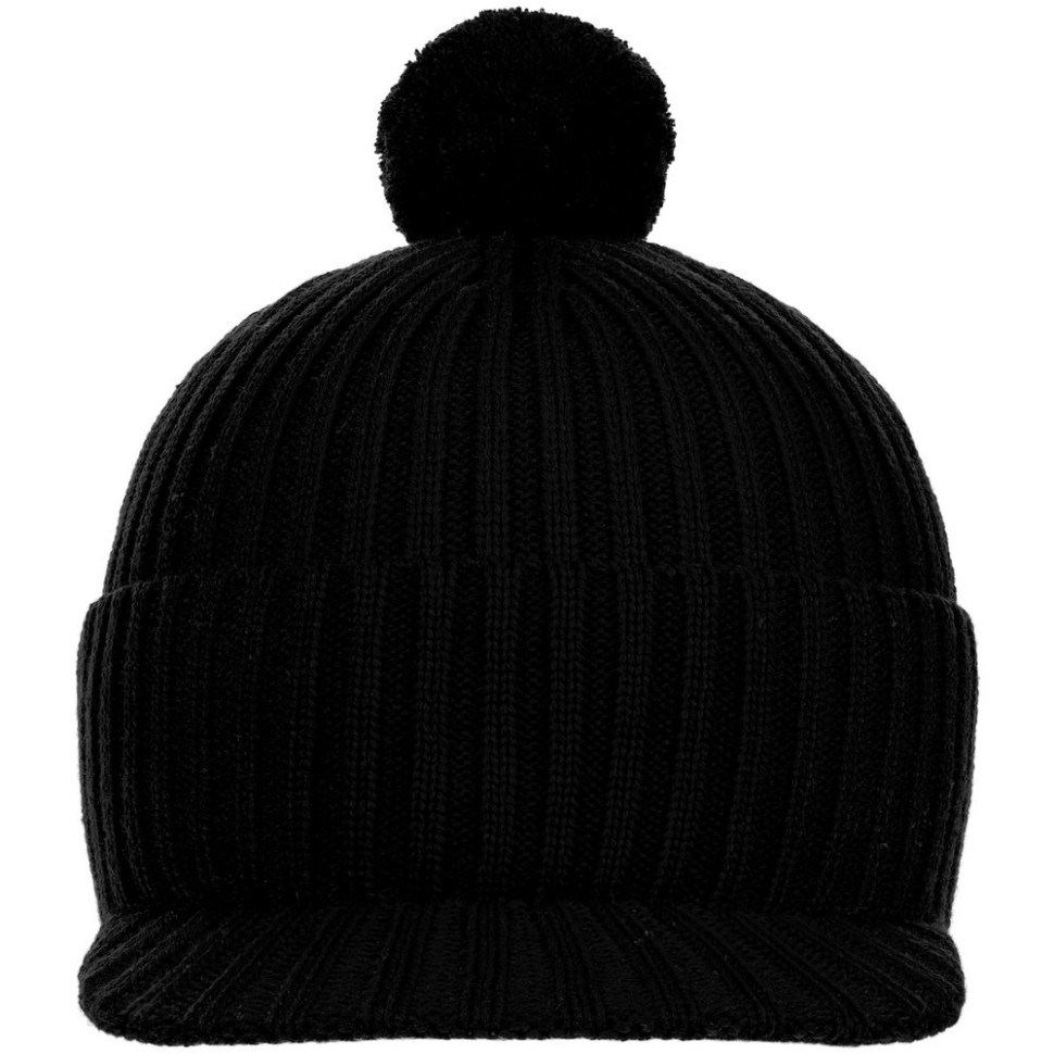 Вязаная шапка с козырьком Peaky, черная Вязаная шапка с козырьком Peaky, черная