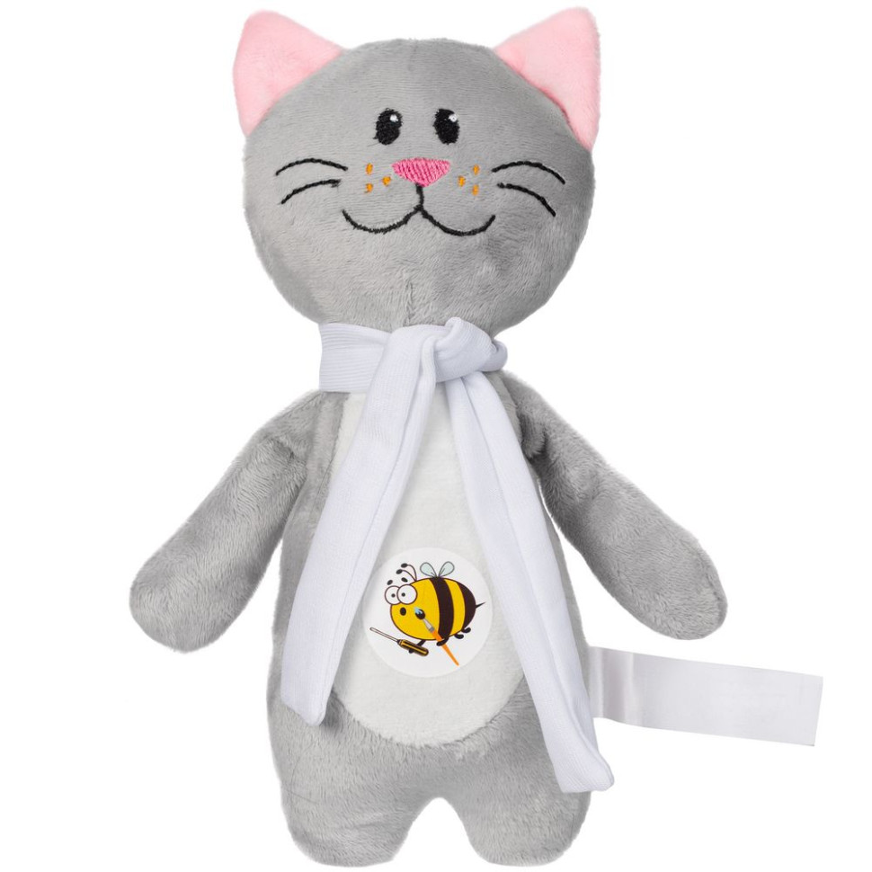 Мягкая игрушка Beastie Toys, котик с белым шарфом Мягкая игрушка Beastie Toys, котик с белым шарфом