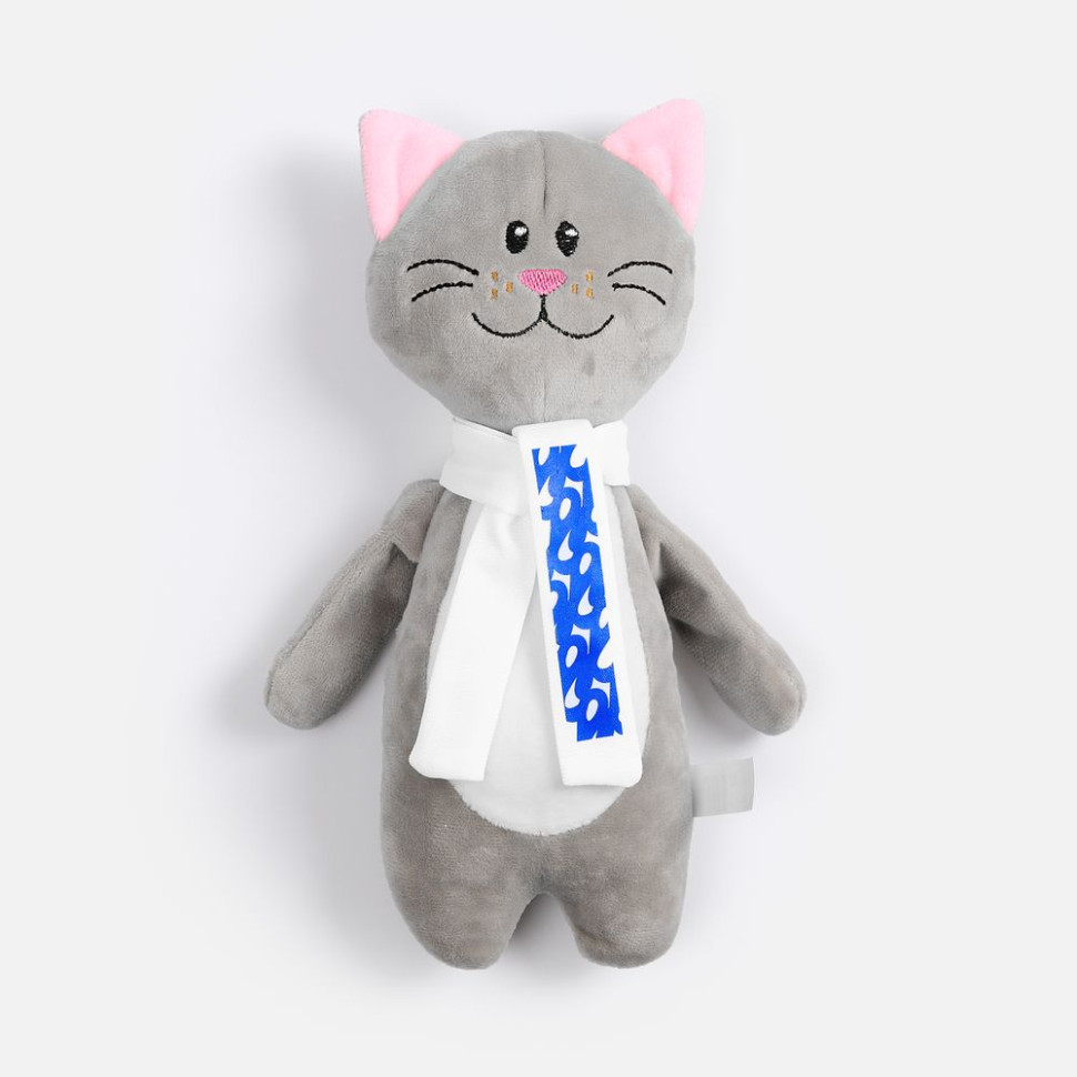 Мягкая игрушка Beastie Toys, котик с белым шарфом Мягкая игрушка Beastie Toys, котик с белым шарфом