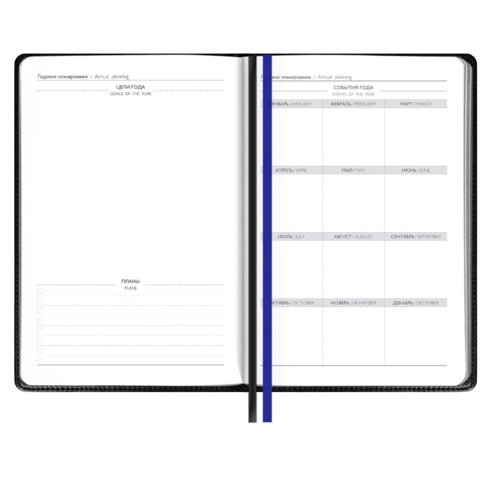 Ежедневник Alanis, недатированный, черный с синим Ежедневник Alanis, недатированный, черный с синим