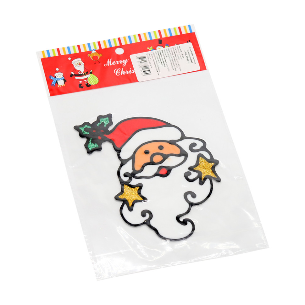 Наклейки на окна (пластиковые) (дед мороз 15*23) Наклейки на окна (пластиковые) (дед мороз 15*23)